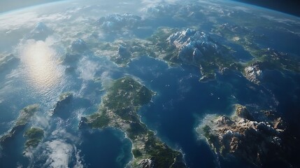 Fototapeta premium High-altitude view of the Mediterranean archipelago.