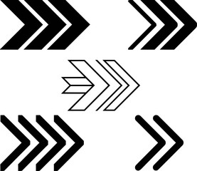 Set Of Different Black Arrow Designs Pointing Right Vector Illustration