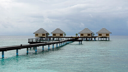 water villas on a exotic maldives island