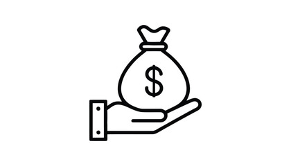 Money Bag with Dollar Sign in Hand Icon High Resolution Picture