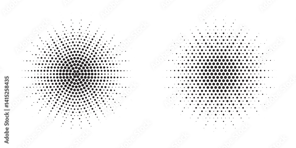Poster halftone background. glowing light halftone effect. abstract grunge starburst halftone dots backgrou