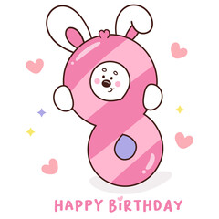 Cute bunny number 8 rabbit happy birthday party