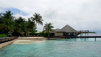 water villas on a exotic maldives island