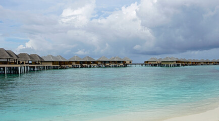 water villas on a exotic maldives island