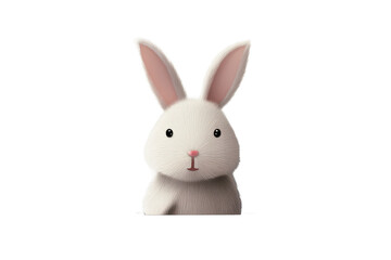 Obraz premium A Whimsical White Rabbit: A digitally created, fluffy bunny with long ears and a pink nose, set against a stark black background, exuding charm and innocence.
