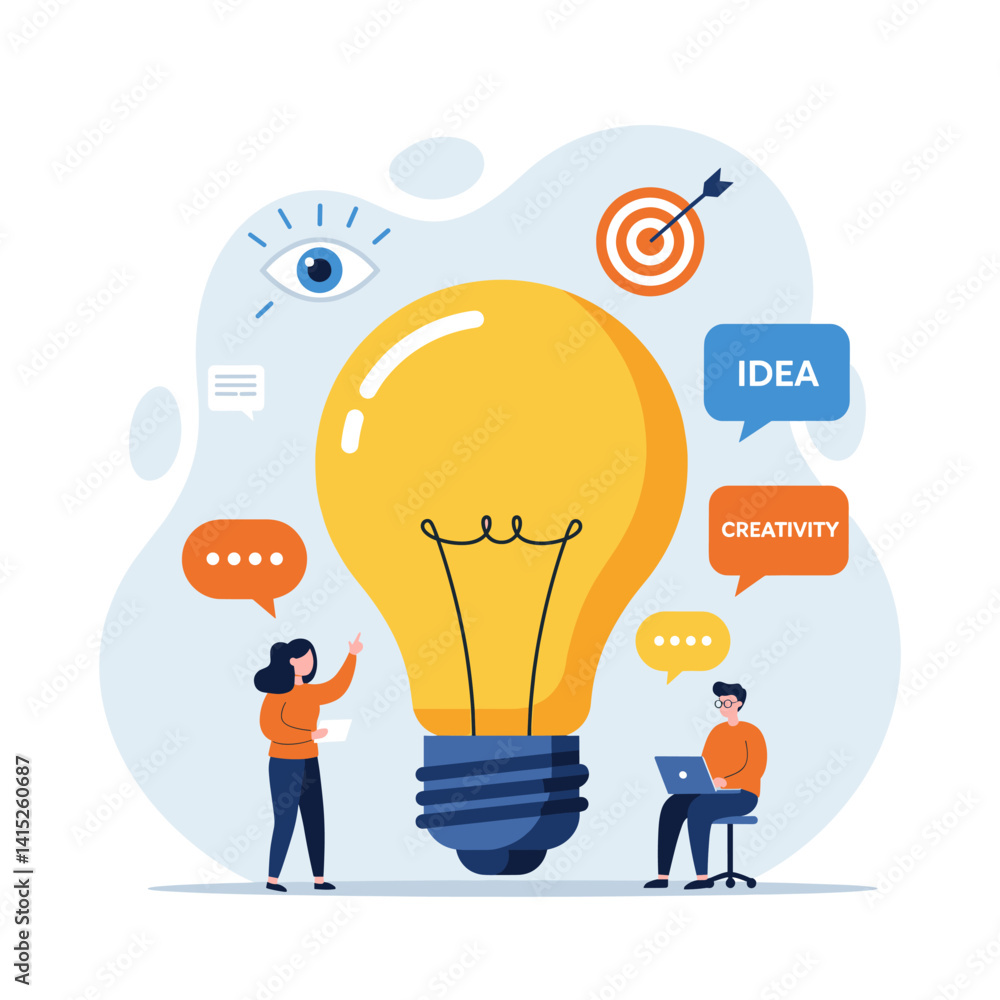 Poster idea and creativity: an illustrated scene capturing the essence of a bright idea. the image depicts 