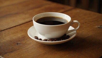 Obraz premium Close up view of brown coffee seeds with coffee on dark 1