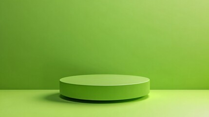 Bright green circular podium in modern minimal setup ideal for eco-friendly product presentation.