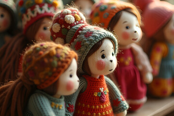 Cute Handmade Dolls with Crocheted Hats Nostalgic