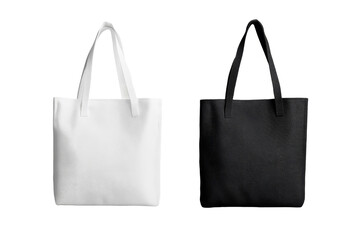 Blank Tote Bags: White and Black Canvas Shopping Bags Mockup