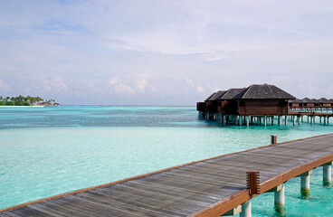 water villas on a exotic maldives island