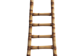 Rustic bamboo ladder isolated on black background perfect for design projects needing a climbing journey or growth element Simple elegant on transparent background