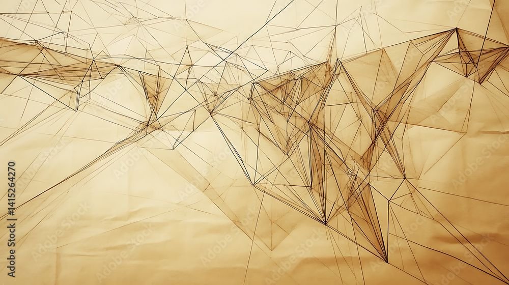 Aufkleber abstract geometric network of lines and triangles on parchment paper