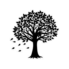 Fototapeta premium Fall Tree Silhouette vector illustration