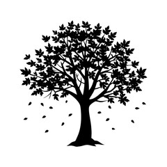 Obraz premium Fall Tree Silhouette vector illustration
