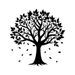 Obraz premium Fall Tree Silhouette vector illustration