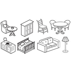 Obraz premium Furniture Icon Set vector