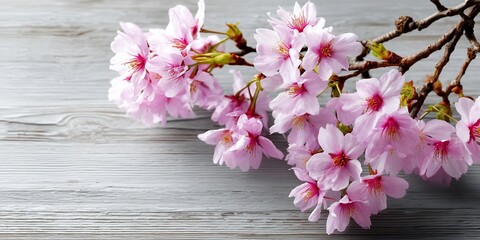 Cherry blossoms on wood