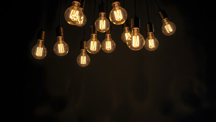 Serene Dimly Lit Environment Cluster of Warm-Light Bulbs