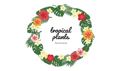 南国の植物A　円形フレーム