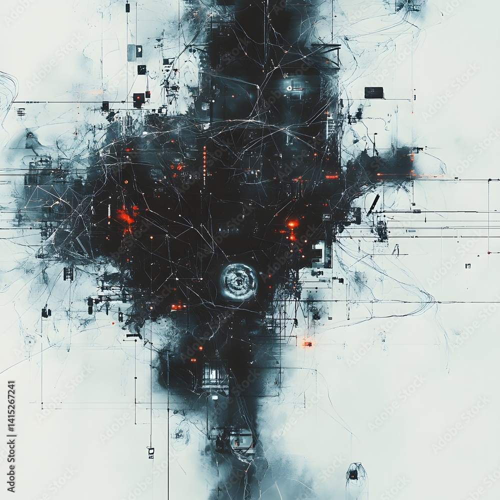 Fototapete an abstract digital artwork depicting a complex network of connections and data flows. futuristic te