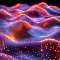 Stunning digital art depicting vibrant, glowing waves. A futuristic and energetic abstract landscape. Futuristic Technology Backgrounds. Abstract Digital Landscape: Waves of Light and Energy