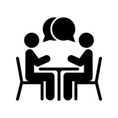 Stick figure stickman icon, human silhouette speech bubble meeting. people talking cartoon.