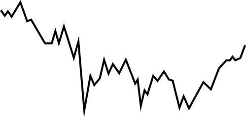 Curved stock chart element visualizing flow of financial data with directional changes.