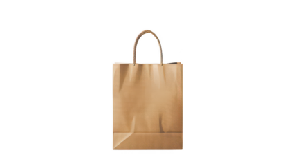 Isolated brown paper shopping bag mockup template for product packaging on transparent background