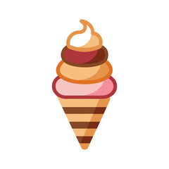Delicious multi-flavored ice cream cone illustration