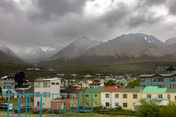 The Fuegan Andes loom over Ushuaia, Argentina, billed as the 'end of the world.' The small city is...