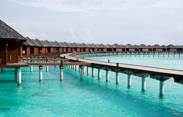 water villas on a exotic maldives island