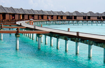 water villas on a exotic maldives island