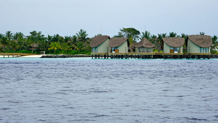 water villas on a exotic maldives island