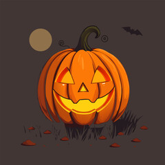 halloween pumpkin vector illustration on black