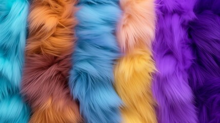 Rainbow colored fluffy textile texture. with background 
