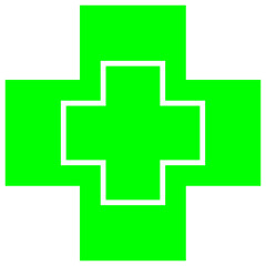 Obraz premium Outlined bold medical cross icon with layered effect, representing advanced medical aid or first responder services – Transparent Background.