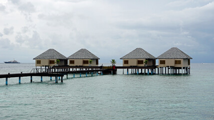 water villas on a exotic maldives island