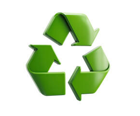 Obraz premium Green recycling symbol representing sustainability and environmental awareness in modern society on a transparent background, cut out