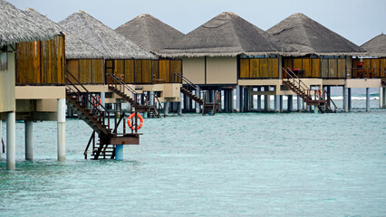 water villas on a exotic maldives island