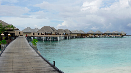 Obraz premium water villas on a exotic maldives island