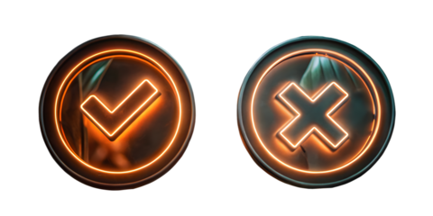 Check mark Cross mark black icon on a transparent background