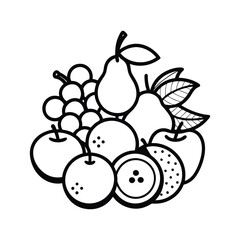 Illustration of Various Fruits Line art