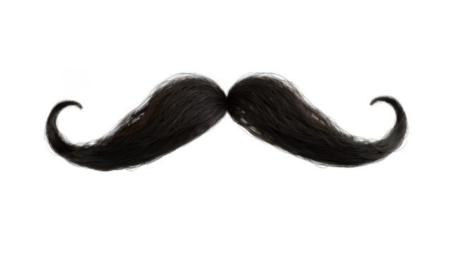 Isolated handlebar mustache png image for design and creative projects on transparent background