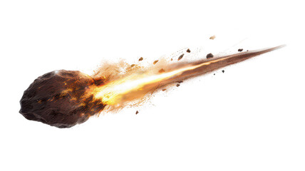Meteor asteroid comet space rock falling through atmosphere stock photo on transparent background