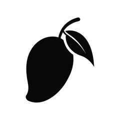 Black and White Mango Silhouette with Leaf © Abdullah