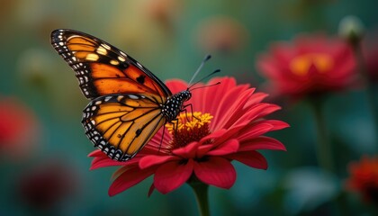Naklejka premium monarch butterfly on flower