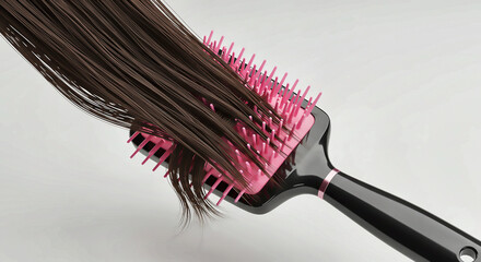 Hairbrush and Brown Hair Close-up