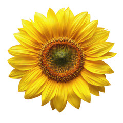 Obraz premium Isolated sunflower close up yellow petals floral bloom on black background on transparent background