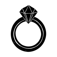 Elegant diamond engagement ring vector illustration silhouette